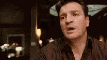 Nathan Fillion hesitating before answering